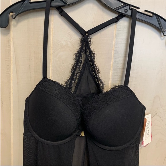 Gilligan & O’Malley Size Medium Black Sheer Intimate Push-Up Babydoll - Picture 4 of 7